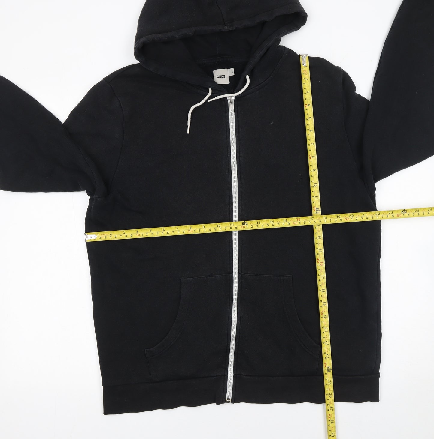 ASOS Men’s Black L Full Zip Hoodie Cotton Regular Fit