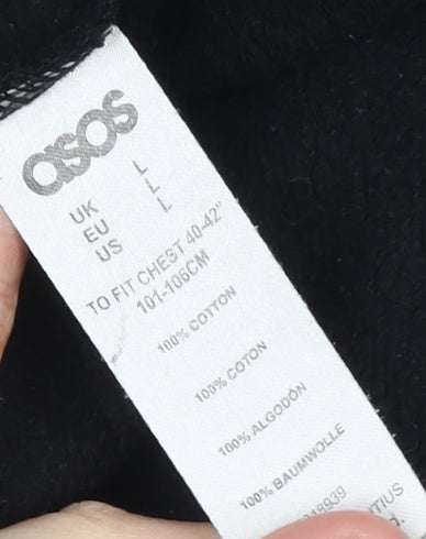 ASOS Men’s Black L Full Zip Hoodie Cotton Regular Fit