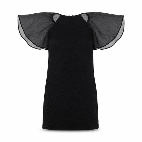 F&F Women Black Size 12 Shift Dress with Sheer Flutter Sleeves
