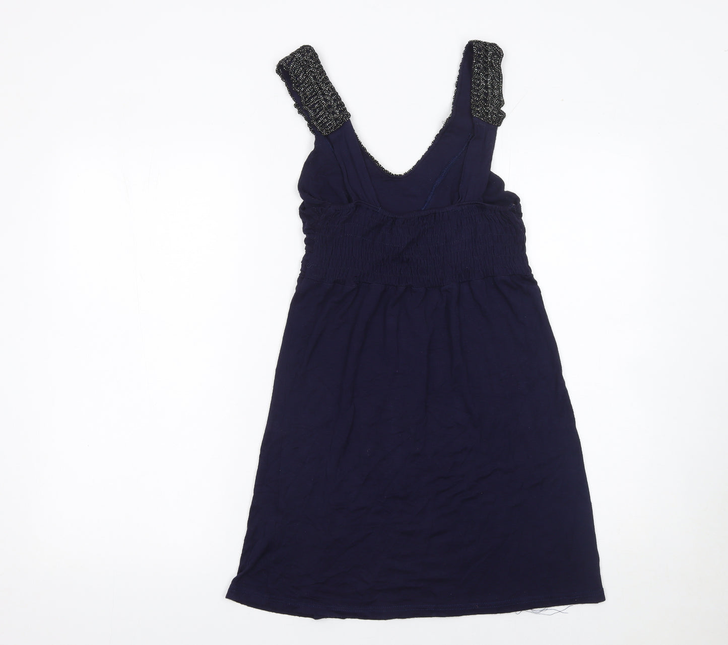Funk Rock Women's Blue Beaded A-Line Sleeveless Dress S