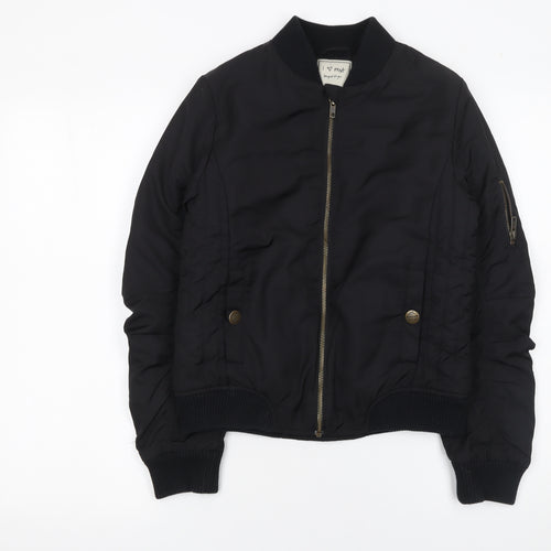 Next Girls Black Bomber Jacket 12 Years Polyester Lined Full Zip