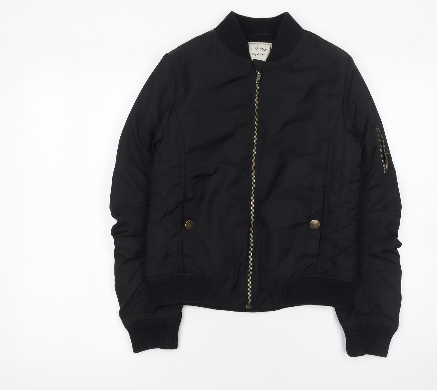 Next Girls Black Bomber Jacket 12 Years Polyester Lined Full Zip