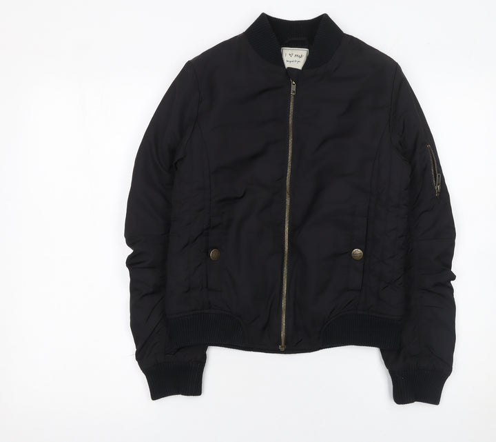 Next Girls Black Bomber Jacket 12 Years Polyester Lined Full Zip