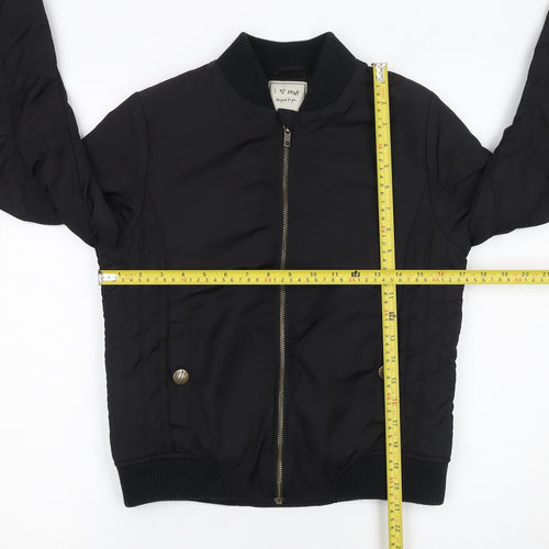 Next Girls Black Bomber Jacket 12 Years Polyester Lined Full Zip