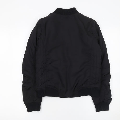 Next Girls Black Bomber Jacket 12 Years Polyester Lined Full Zip
