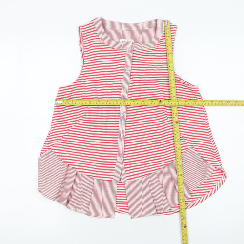 Meadow Rue Women’s Red Striped Sleeveless Ruffle Blouse Size S
