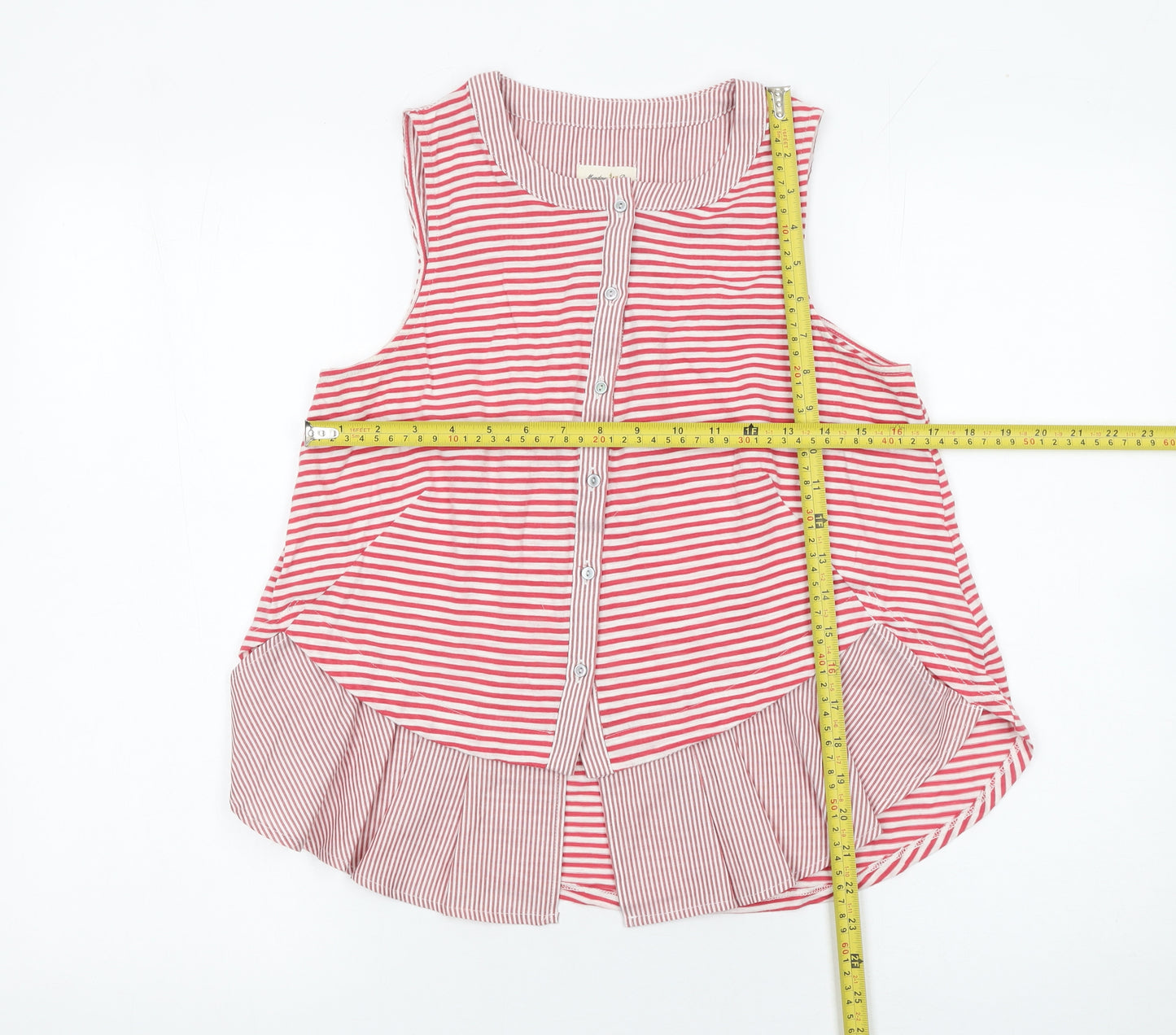 Meadow Rue Women’s Red Striped Sleeveless Ruffle Blouse Size S