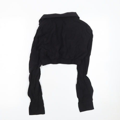 Boohoo Women’s Black Cropped Collared Blouse UK 6