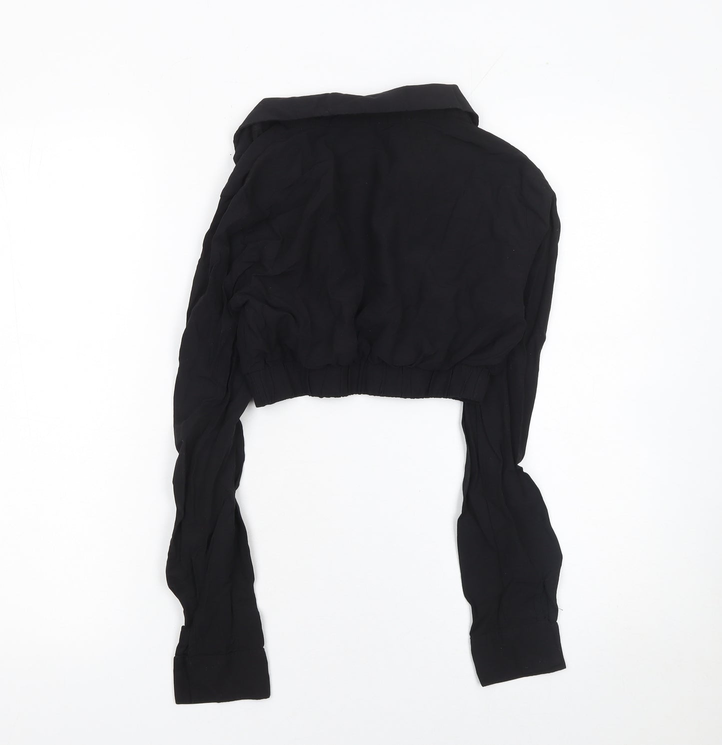 Boohoo Women’s Black Cropped Collared Blouse UK 6