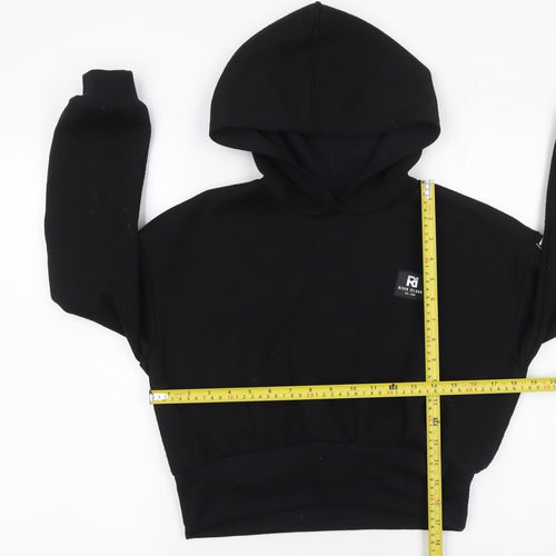 River Island Girls Black Logo Hoodie 11-12 Years Regular Fit Pullover