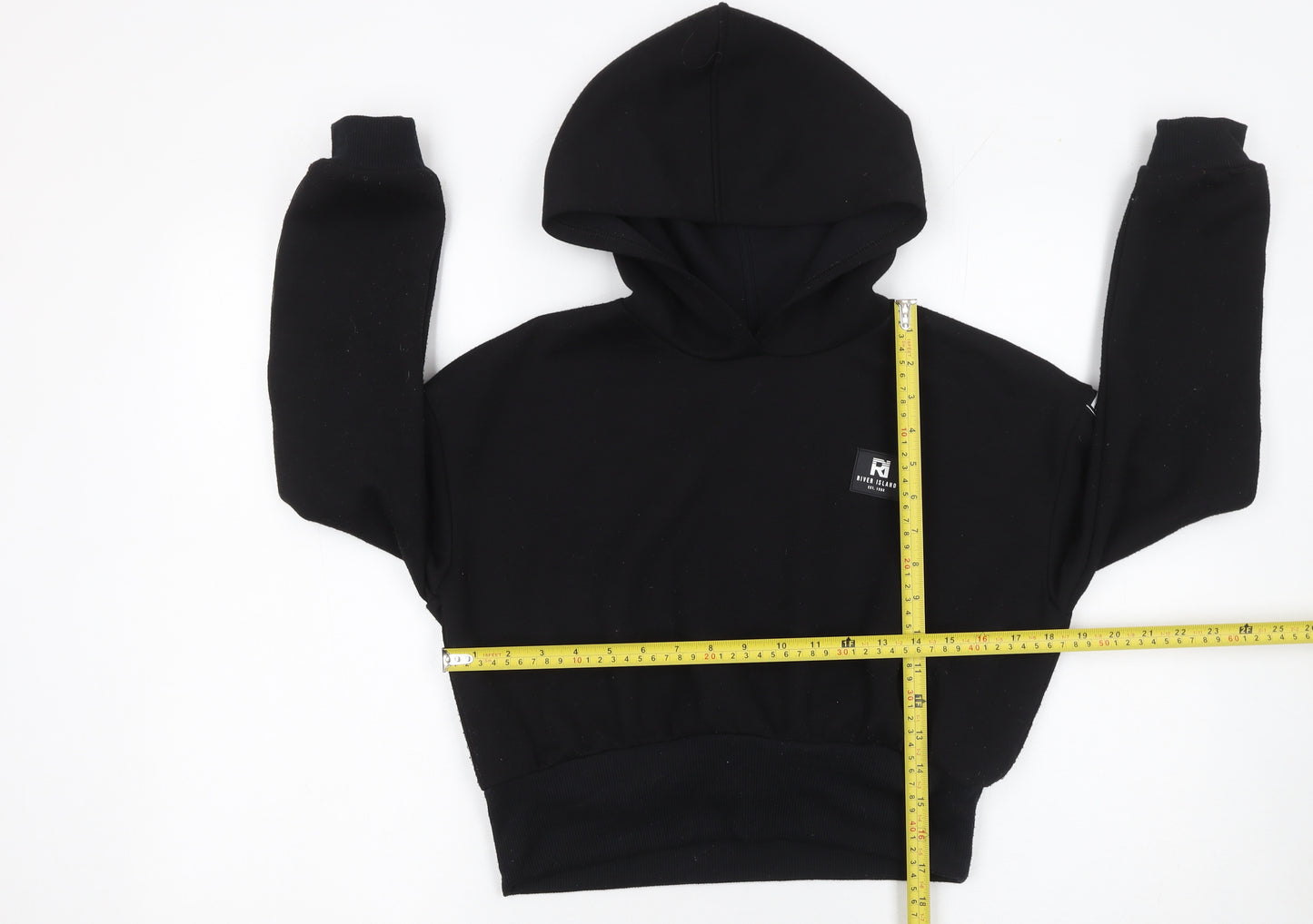 River Island Girls Black Logo Hoodie 11-12 Years Regular Fit Pullover