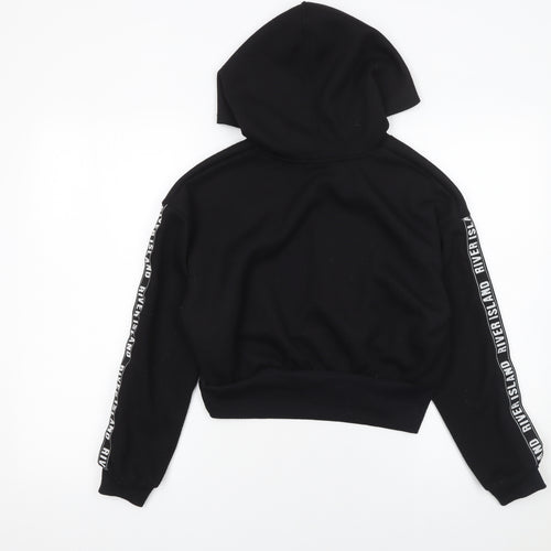 River Island Girls Black Logo Hoodie 11-12 Years Regular Fit Pullover