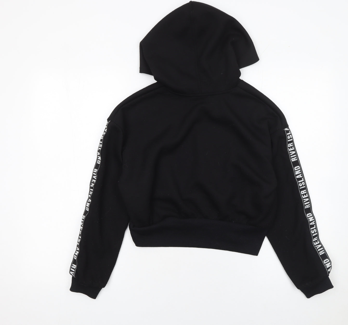 River Island Girls Black Logo Hoodie 11-12 Years Regular Fit Pullover