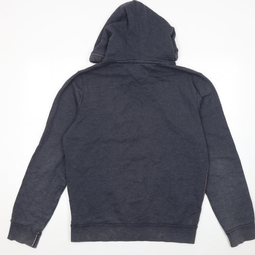 Hilfiger Denim Men's Blue Pullover Hoodie L Logo Graphic Sweatshirt