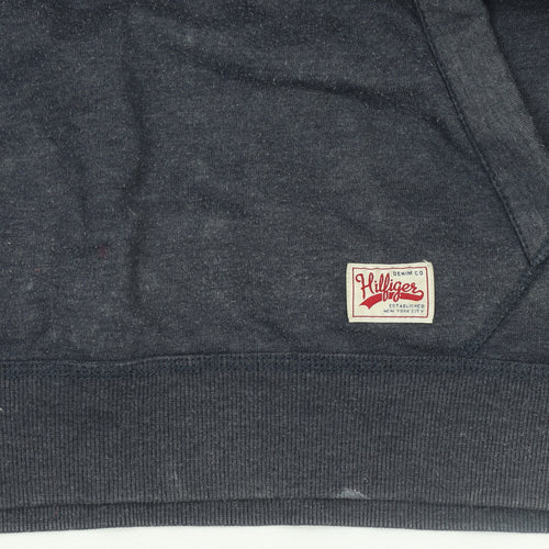 Hilfiger Denim Men's Blue Pullover Hoodie L Logo Graphic Sweatshirt