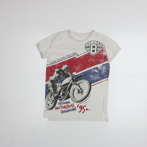 St. Bernard Boys White Motorcycle Graphic Cotton T-Shirt Age 8