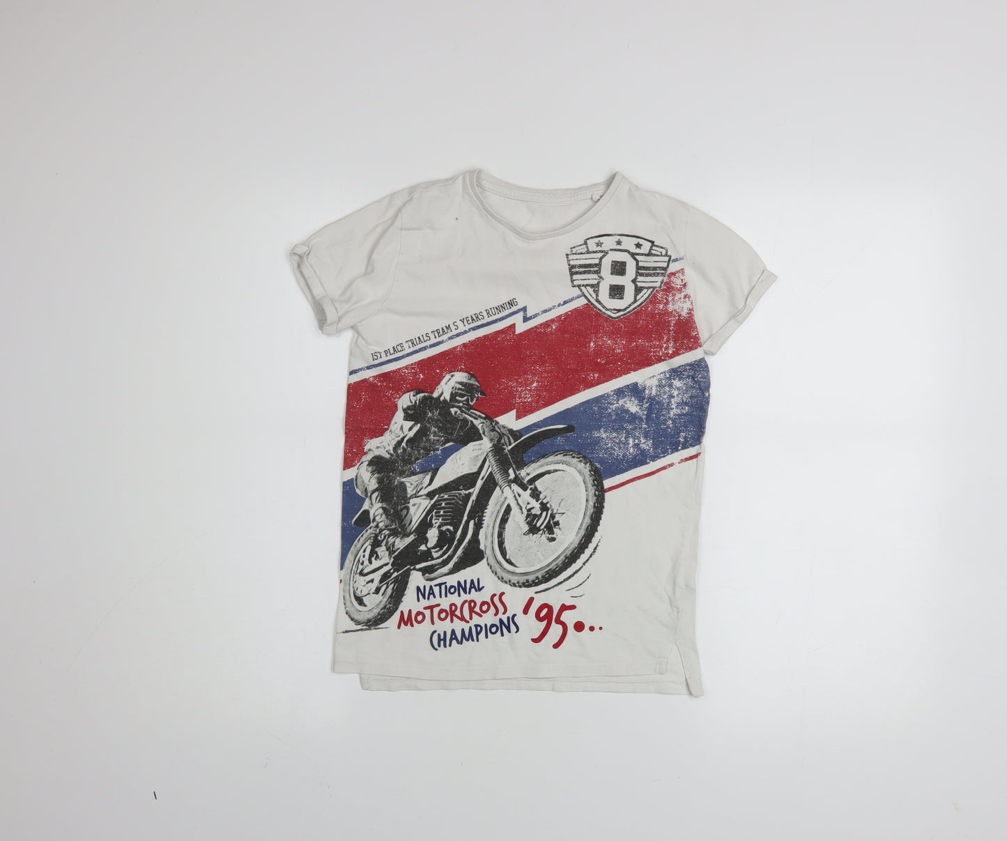 St. Bernard Boys White Motorcycle Graphic Cotton T-Shirt Age 8