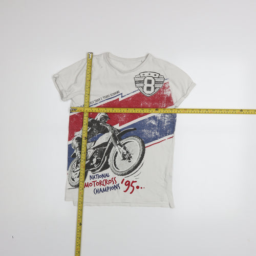 St. Bernard Boys White Motorcycle Graphic Cotton T-Shirt Age 8