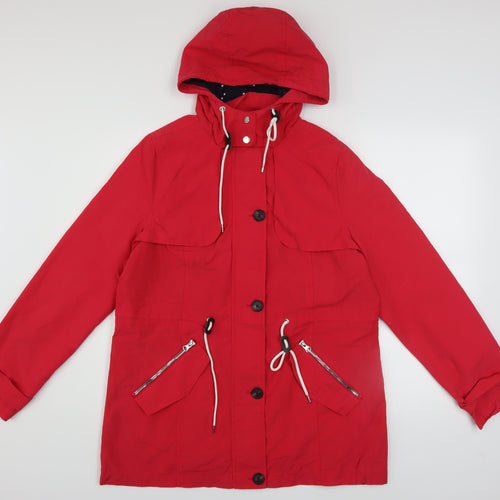 George Womens Red Hooded Parka Jacket Size 12 Cotton Blend