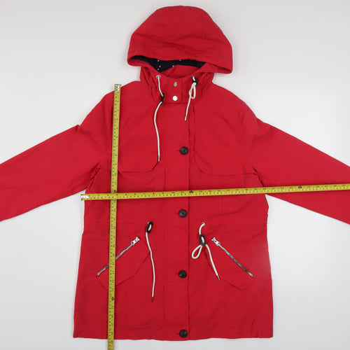 George Womens Red Hooded Parka Jacket Size 12 Cotton Blend