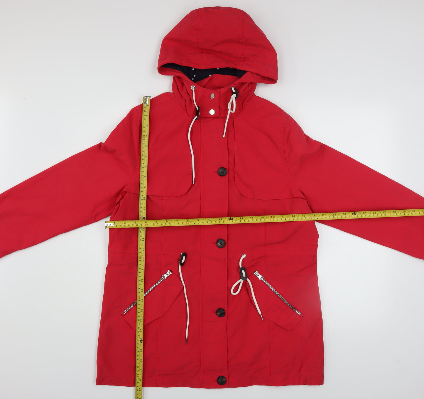 George Womens Red Hooded Parka Jacket Size 12 Cotton Blend