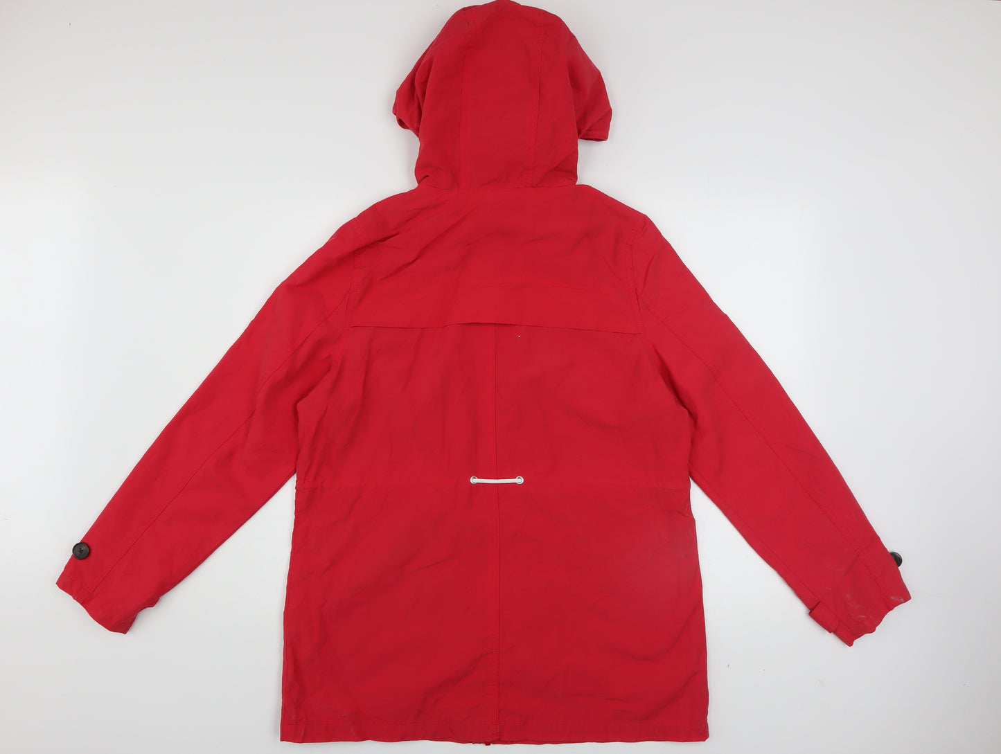George Womens Red Hooded Parka Jacket Size 12 Cotton Blend