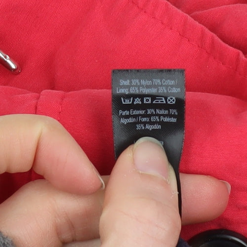 George Womens Red Hooded Parka Jacket Size 12 Cotton Blend