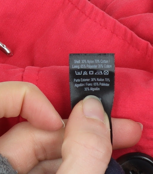 George Womens Red Hooded Parka Jacket Size 12 Cotton Blend