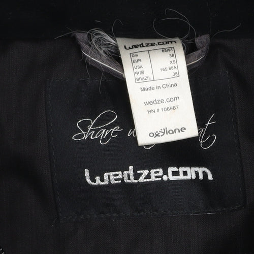 Wedze Womens Black Long Puffer Coat XS Hooded Down Winter Jacket