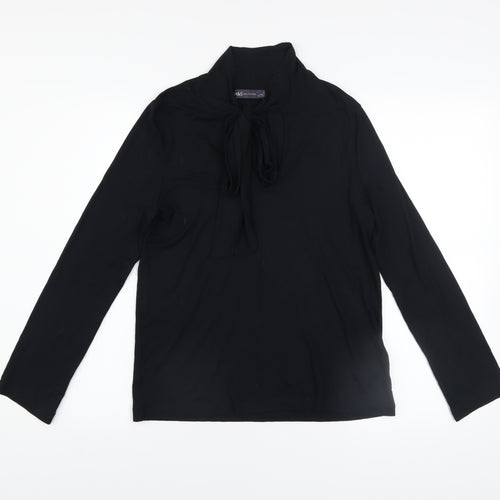 Marks and Spencer Women’s Black Long Sleeve Bow Neck Jersey Blouse Size 10