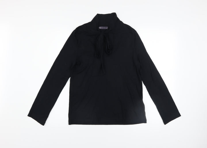 Marks and Spencer Women’s Black Long Sleeve Bow Neck Jersey Blouse Size 10