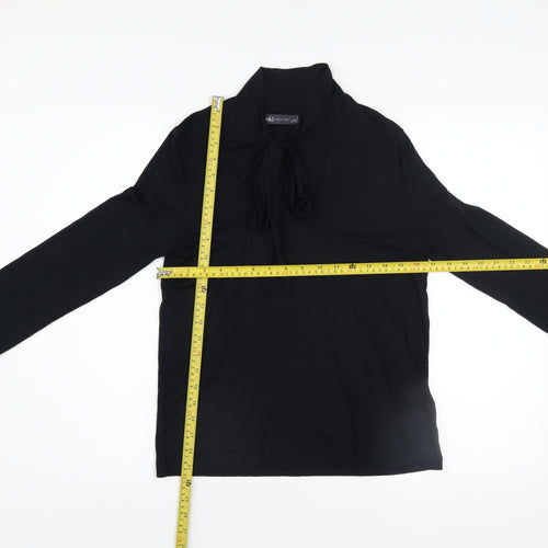 Marks and Spencer Women’s Black Long Sleeve Bow Neck Jersey Blouse Size 10