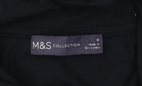 Marks and Spencer Women’s Black Long Sleeve Bow Neck Jersey Blouse Size 10