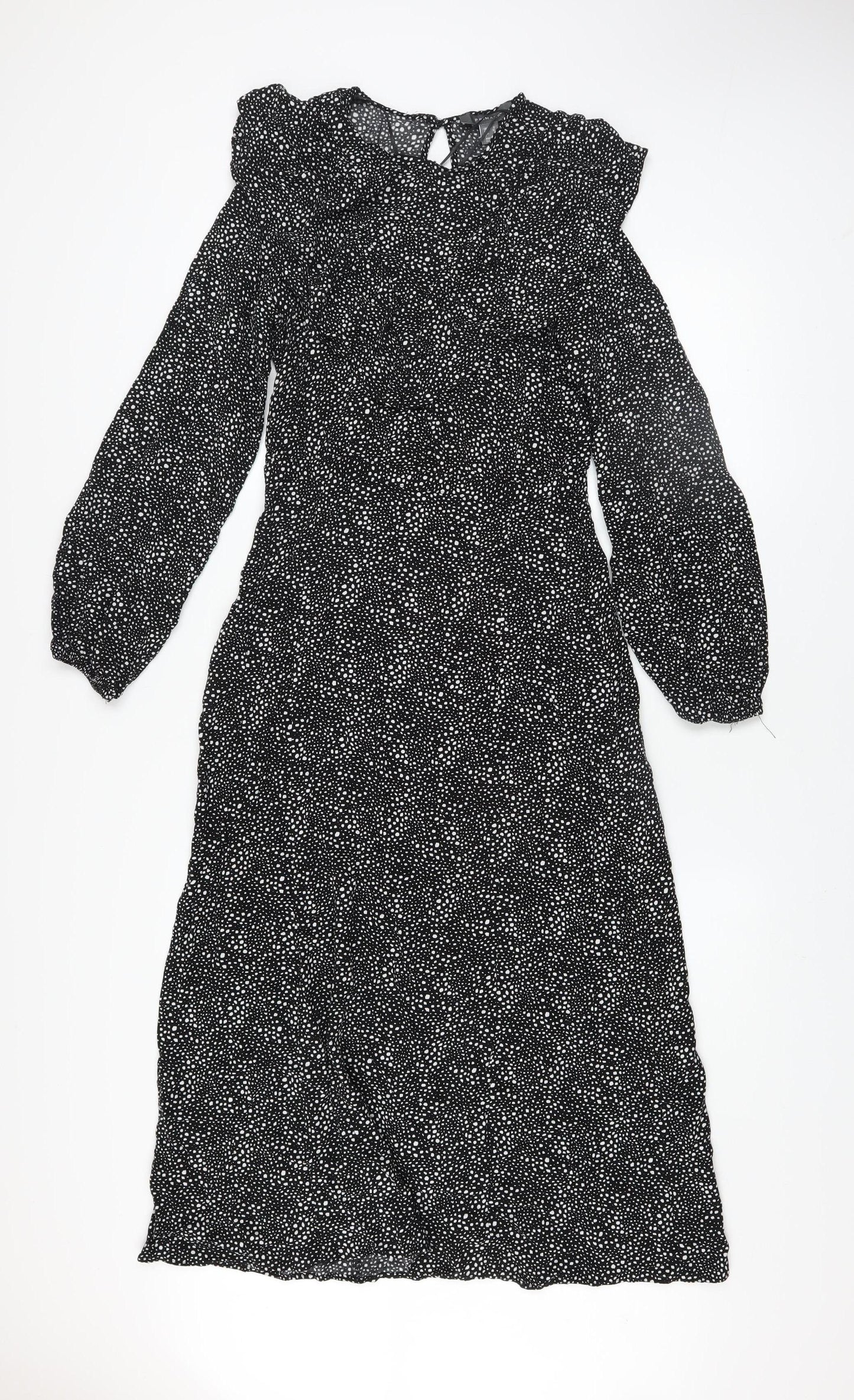 Primark Womens Black Polka Dot Midi Fit & Flare Dress Size 8