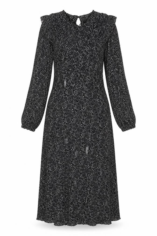 Primark Womens Black Polka Dot Midi Fit & Flare Dress Size 8