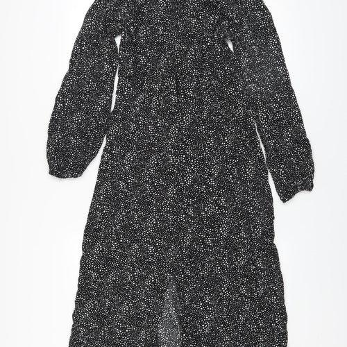 Primark Womens Black Polka Dot Midi Fit & Flare Dress Size 8