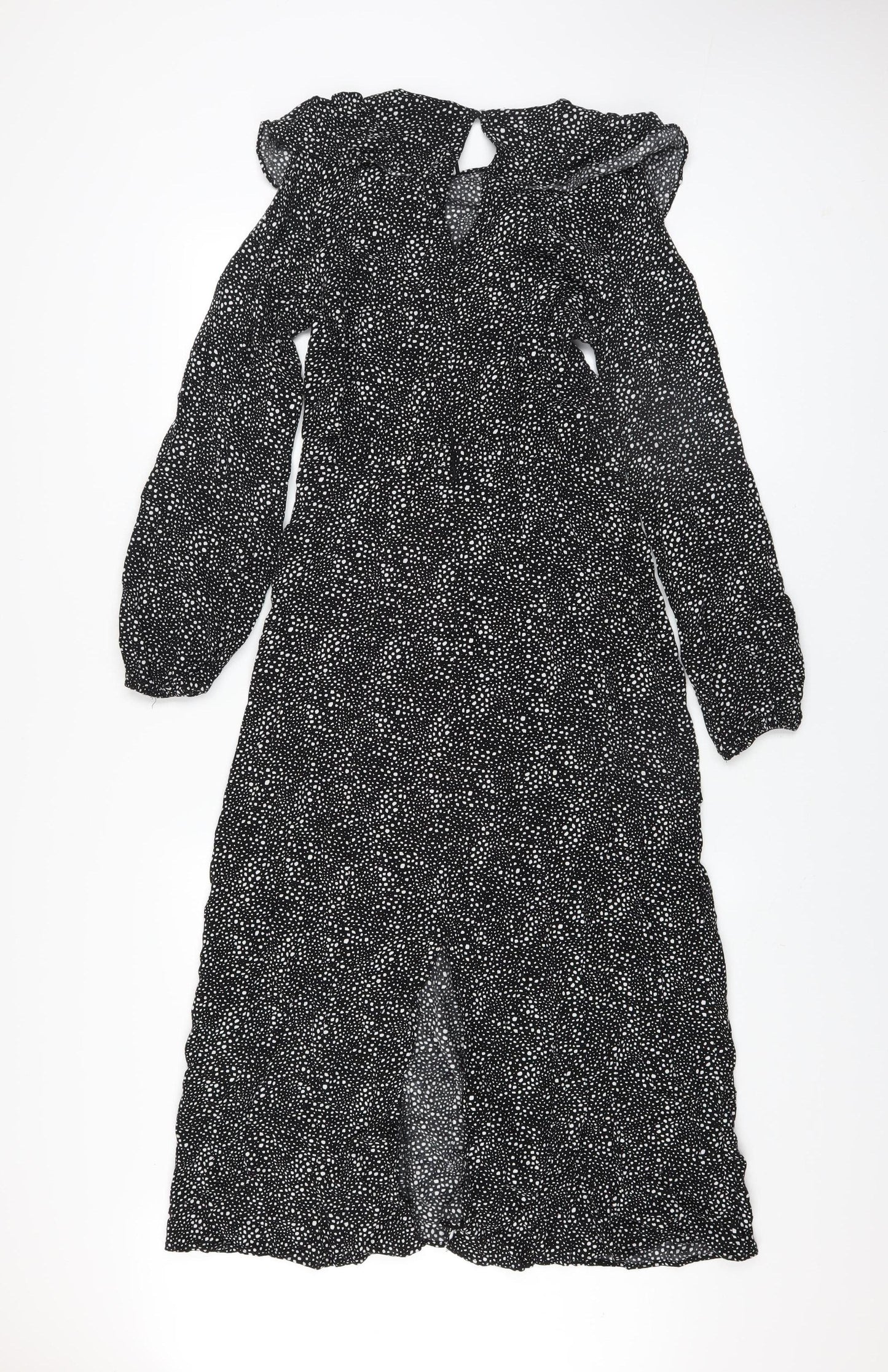 Primark Womens Black Polka Dot Midi Fit & Flare Dress Size 8
