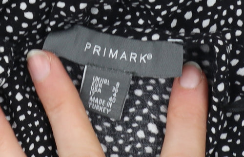 Primark Womens Black Polka Dot Midi Fit & Flare Dress Size 8