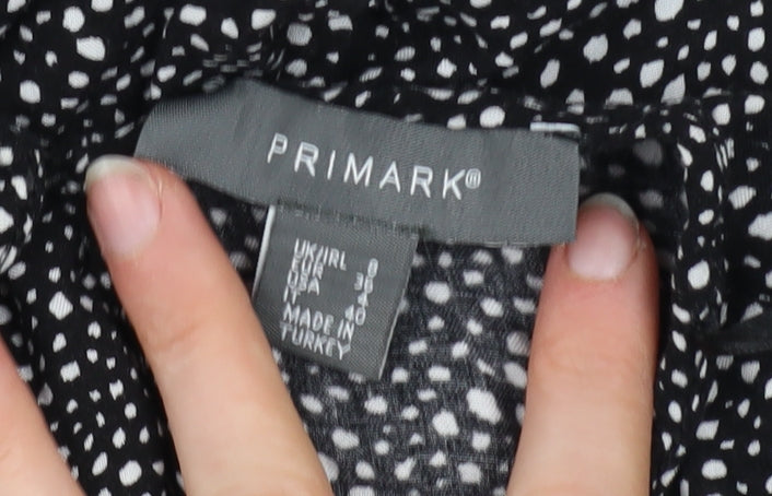Primark Womens Black Polka Dot Midi Fit & Flare Dress Size 8