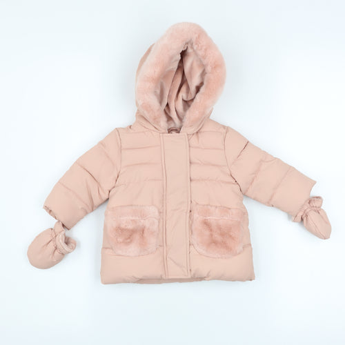 George Pink Hooded Puffer Coat 0-3 Months Unisex Baby Winter Jacket