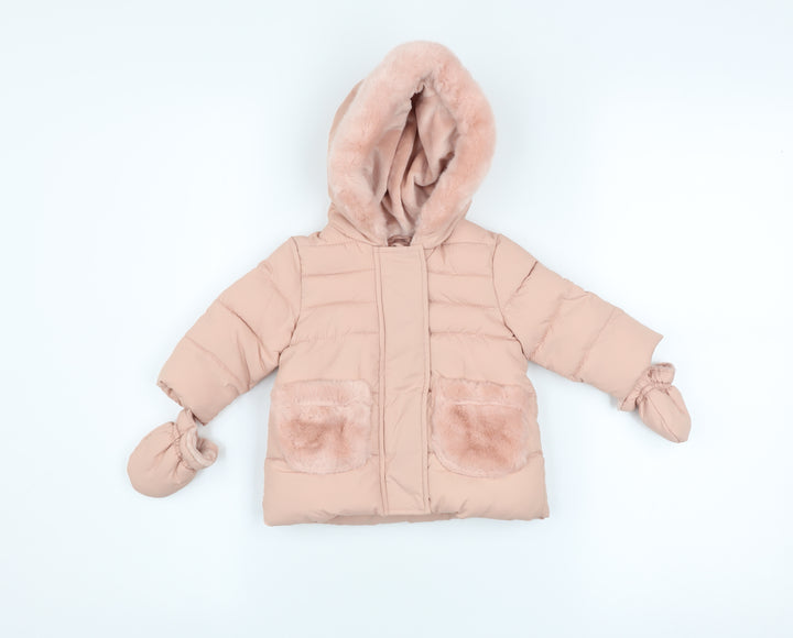 George Pink Hooded Puffer Coat 0-3 Months Unisex Baby Winter Jacket