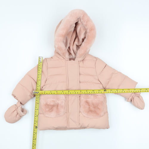 George Pink Hooded Puffer Coat 0-3 Months Unisex Baby Winter Jacket
