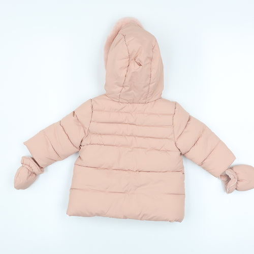George Pink Hooded Puffer Coat 0-3 Months Unisex Baby Winter Jacket