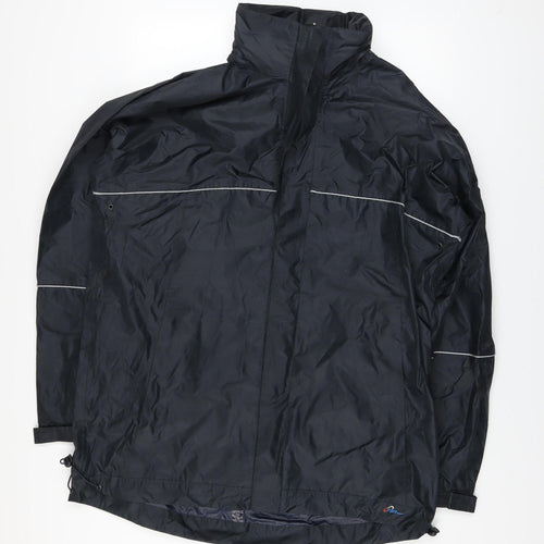 Blue Action Men's Black XL Waterproof Nylon Rain Jacket