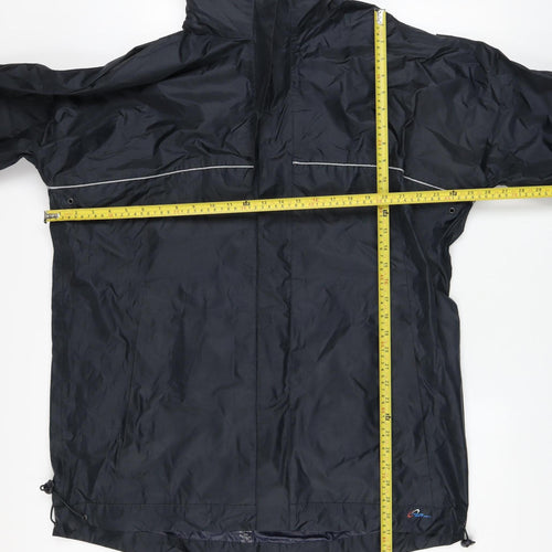 Blue Action Men's Black XL Waterproof Nylon Rain Jacket