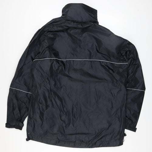 Blue Action Men's Black XL Waterproof Nylon Rain Jacket