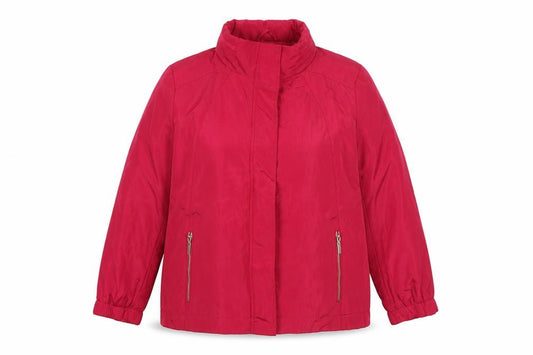 Front view of love COATS Women's Pink Full Zip Lined Jacket, size 18