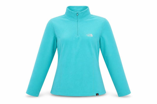 Front view of The North Face Women's Blue Fleece 1/4 Zip Pullover Sweatshirt M