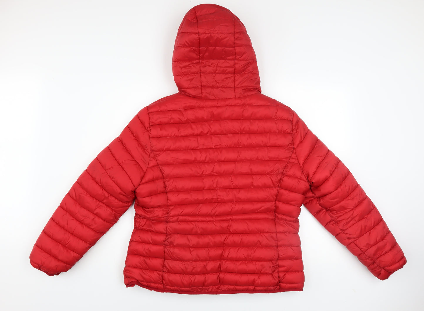 Aleco Moda Women's Red Hooded Puffer Jacket L Nylon Quilted