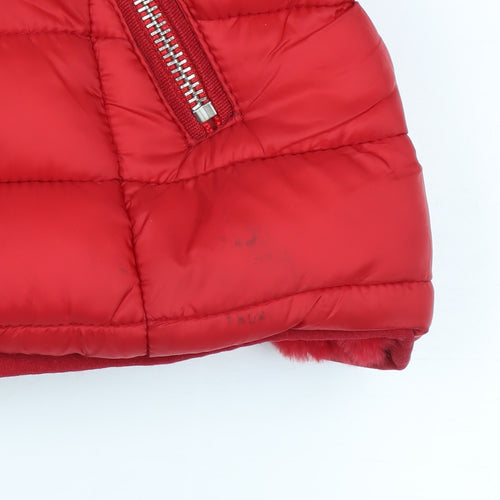 Aleco Moda Women's Red Hooded Puffer Jacket L Nylon Quilted